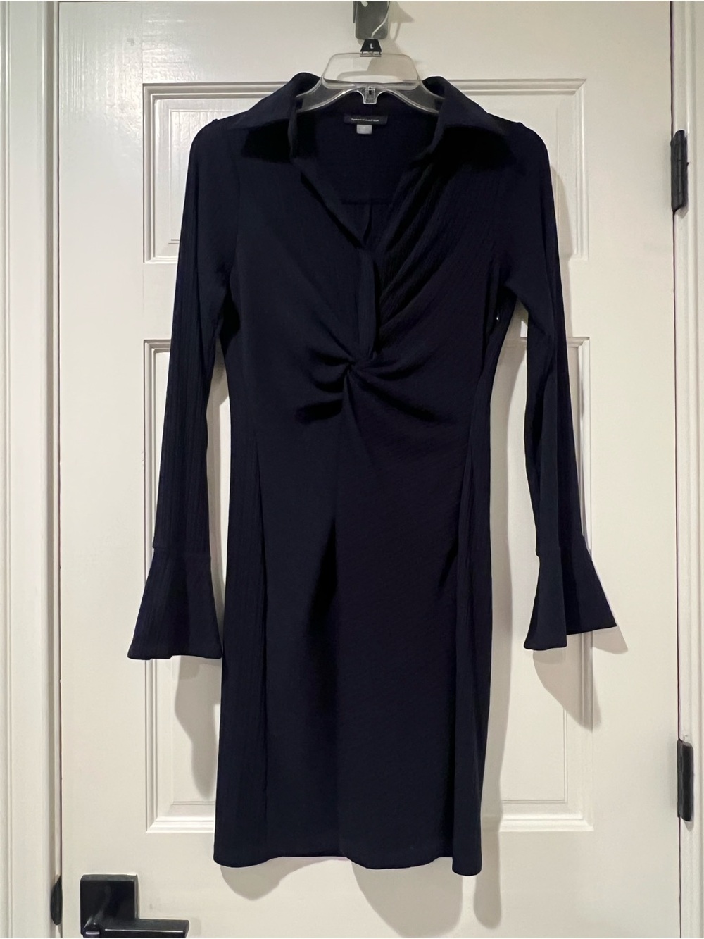Tommy Hilfiger Navy Twist-Front Long-Sleeve Dress